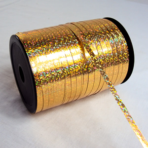 Glittering gold curling ribbon