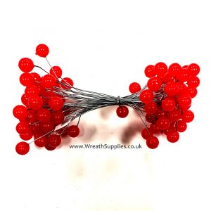 50 red holly berry wires