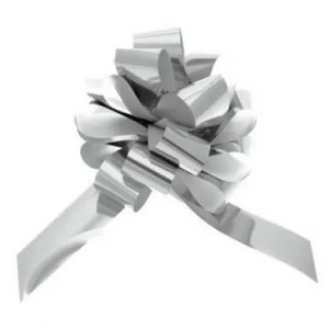 Metallic silver ribbon bows